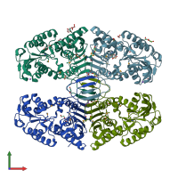 PDB entry 4hkt coloured by chain, front view.