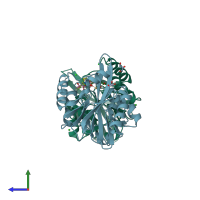 PDB entry 4hky coloured by chain, side view.