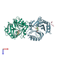 PDB entry 4hky coloured by chain, top view.