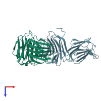PDB entry 4hl0 coloured by chain, top view.