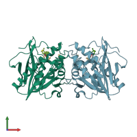 PDB entry 4hl1 coloured by chain, front view.