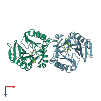 PDB entry 4hl1 coloured by chain, top view.