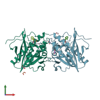 PDB entry 4hl2 coloured by chain, front view.
