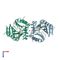 PDB entry 4hl2 coloured by chain, top view.