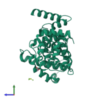 PDB entry 4hl4 coloured by chain, side view.