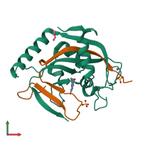 PDB entry 4hl5 coloured by chain, front view.