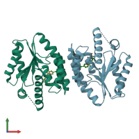 PDB entry 4hld coloured by chain, front view.