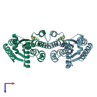 PDB entry 4hld coloured by chain, top view.