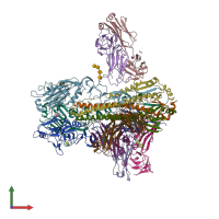 PDB entry 4hlz coloured by chain, front view.