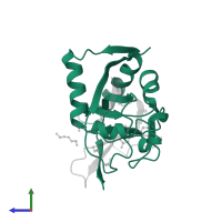 Poly [ADP-ribose] polymerase tankyrase-2 in PDB entry 4hmh, assembly 1, side view.