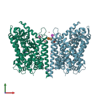 PDB entry 4hmk coloured by chain, front view.