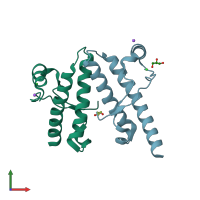 PDB entry 4hmr coloured by chain, front view.