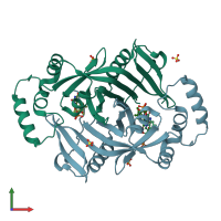 PDB entry 4hms coloured by chain, front view.