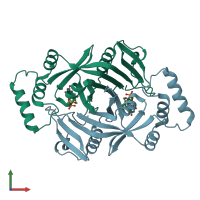 PDB entry 4hmw coloured by chain, front view.