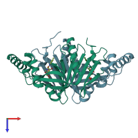 PDB entry 4hmw coloured by chain, top view.