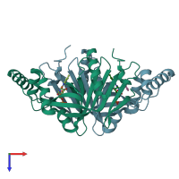 PDB entry 4hmx coloured by chain, top view.