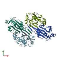 PDB entry 4hn0 coloured by chain, front view.