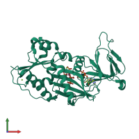 PDB entry 4hn2 coloured by chain, front view.