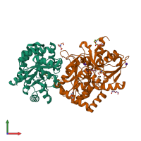 PDB entry 4hn4 coloured by chain, front view.