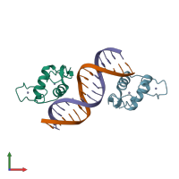 PDB entry 4hn5 coloured by chain, front view.