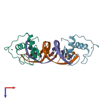 PDB entry 4hn6 coloured by chain, top view.