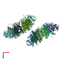 PDB entry 4hnk coloured by chain, top view.