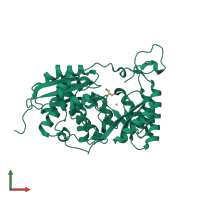 PDB entry 4hnl coloured by chain, front view.