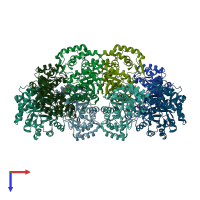 PDB entry 4hnn coloured by chain, top view.