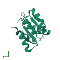 PDB entry 4hns coloured by chain, side view.