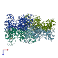 PDB entry 4hnu coloured by chain, top view.