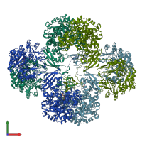 PDB entry 4hnv coloured by chain, front view.