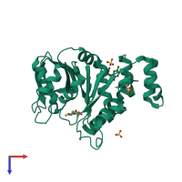 PDB entry 4ho2 coloured by chain, top view.