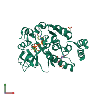 PDB entry 4ho6 coloured by chain, front view.