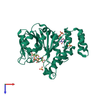 PDB entry 4ho6 coloured by chain, top view.