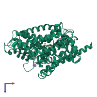 PDB entry 4hod coloured by chain, top view.