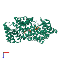 PDB entry 4hor coloured by chain, top view.