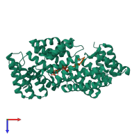 PDB entry 4hot coloured by chain, top view.