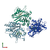 PDB entry 4hov coloured by chain, front view.