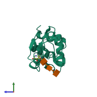 PDB entry 4hp0 coloured by chain, side view.