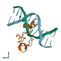 PDB entry 4hp3 coloured by chain, side view.