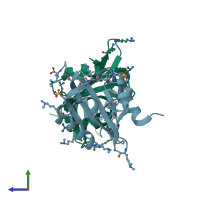 PDB entry 4hp4 coloured by chain, side view.