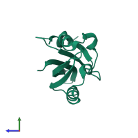 PDB entry 4hp9 coloured by chain, side view.