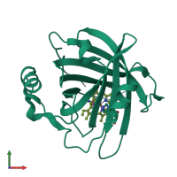 PDB entry 4hpc coloured by chain, front view.