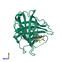PDB entry 4hpc coloured by chain, side view.