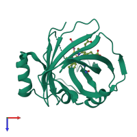 PDB entry 4hpc coloured by chain, top view.