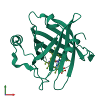 PDB entry 4hpd coloured by chain, front view.