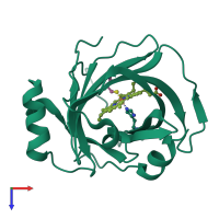 PDB entry 4hpd coloured by chain, top view.
