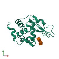 PDB entry 4hpi coloured by chain, front view.