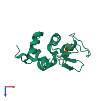 PDB entry 4hpi coloured by chain, top view.