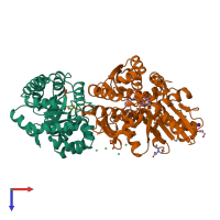 PDB entry 4hpj coloured by chain, top view.